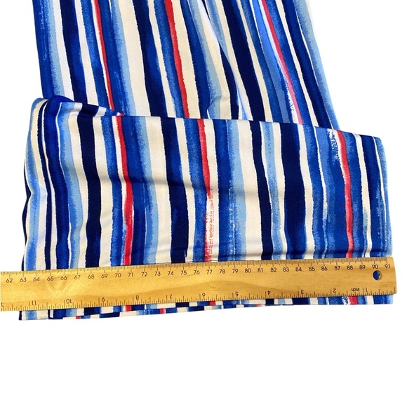 Grace Elements Wide-Leg Palazzo Pants L Blue Red White Striped Elastic Waist - Picture 6 of 7
